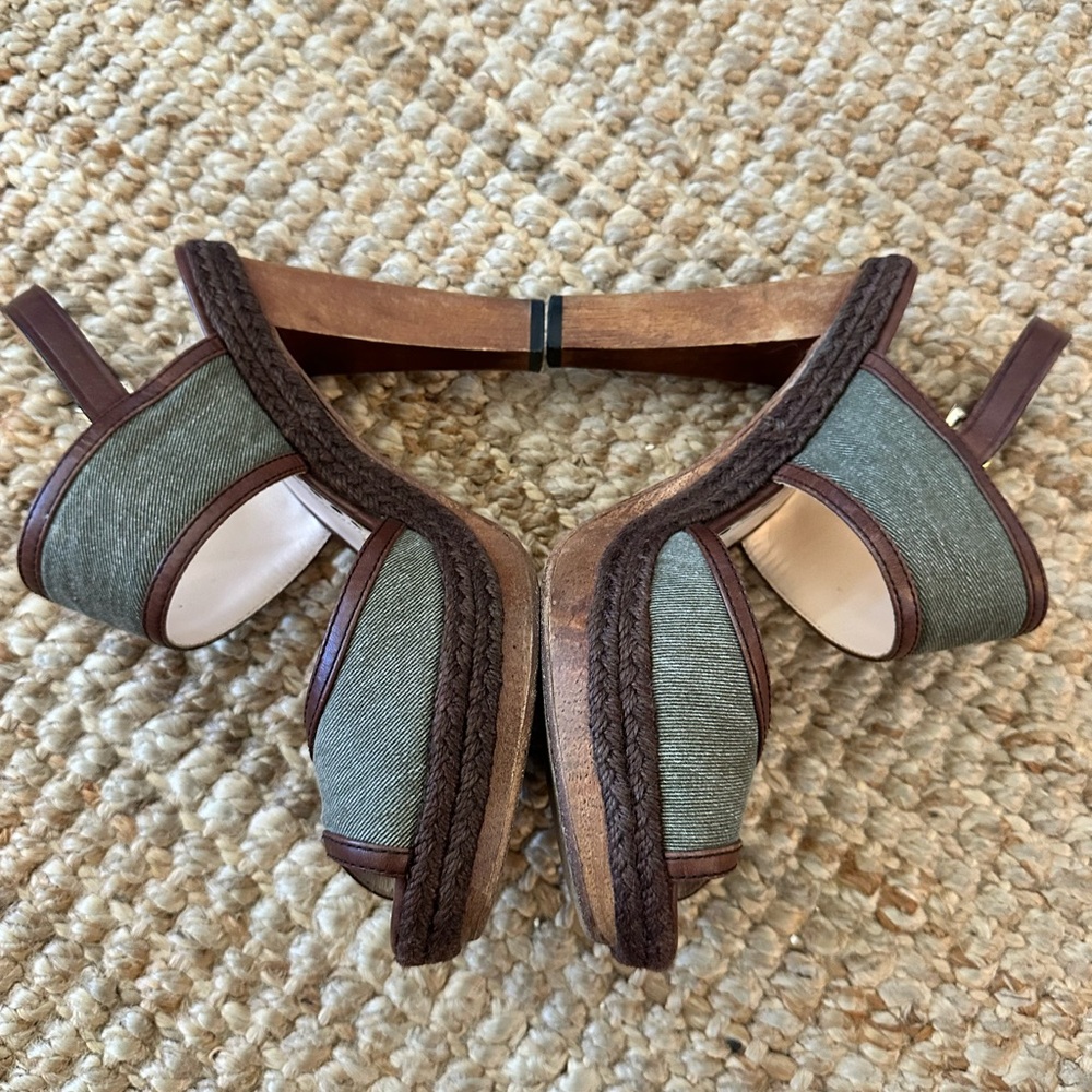 Coach Daria Platform Sandals Heels Olive Green 9.5 - Picture 4 of 7